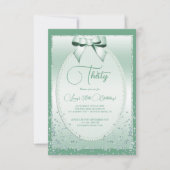 Elegante Mint Green Jeweled Bow & Confetti Verjaar Kaart (Voorkant)