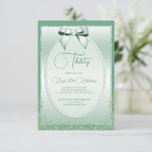 Elegante Mint Green Jeweled Bow & Glitter Verjaard Kaart (Staand voorkant)