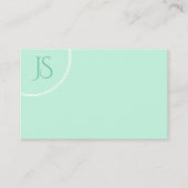 Elegante Mint Green Modern Monogram Eenvoudige Sja Visitekaartje (Voorkant)