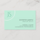 Elegante Mint Green Modern Monogram Eenvoudige Sja Visitekaartje (Achterkant)
