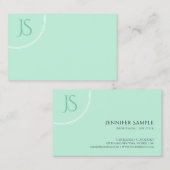 Elegante Mint Green Modern Monogram Eenvoudige Sja Visitekaartje (Voorkant / Achterkant)