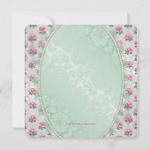 Elegante Mint Groen en Roze Rose Baby Meisje Douch Kaart (Achterkant)