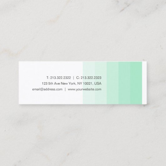 Elegante Mint Groen Wit Kalligrafeerd Modern Mini Visitekaartje (Achterkant)