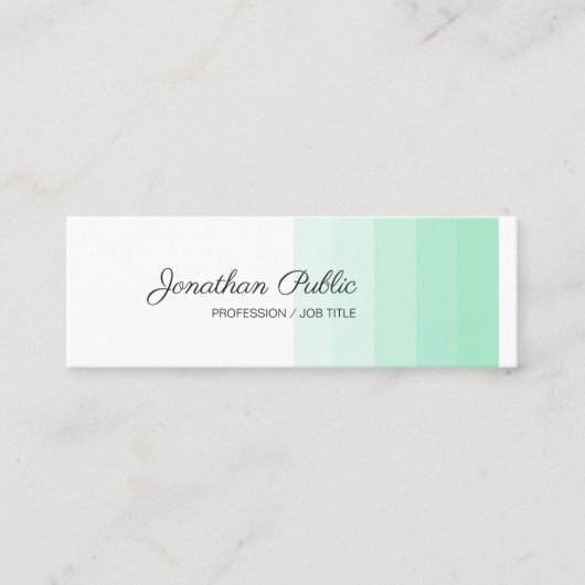 Elegante Mint Groen Wit Kalligrafeerd Modern Mini Visitekaartje (Voorkant)