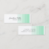 Elegante Mint Groen Wit Kalligrafeerd Modern Mini Visitekaartje (Voorkant / Achterkant)