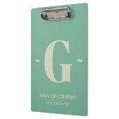 Elegante Mint Groen Wit Unieke Monogram Sjabloon Klembord (Links)