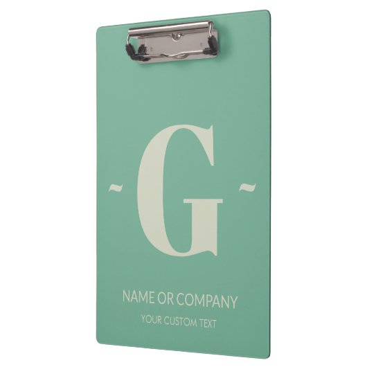 Elegante Mint Groen Wit Unieke Monogram Sjabloon Klembord (Links)