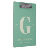 Elegante Mint Groen Wit Unieke Monogram Sjabloon Klembord (Rechts)