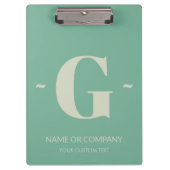 Elegante Mint Groen Wit Unieke Monogram Sjabloon Klembord (Voorkant)