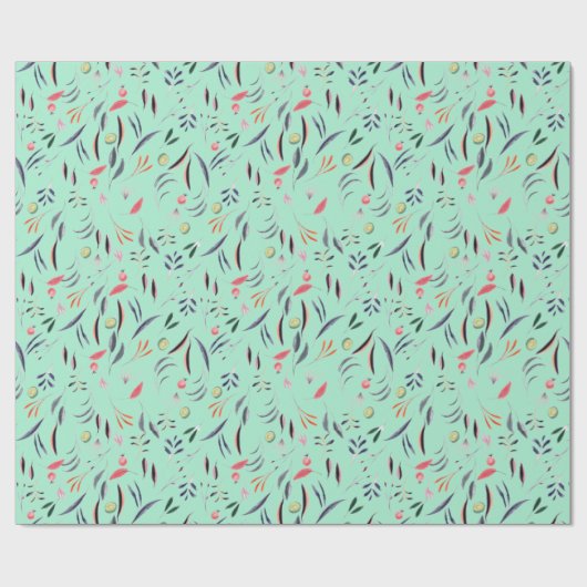 Elegante Mint Groene BLOEM Cadeaupapier (Vlak)