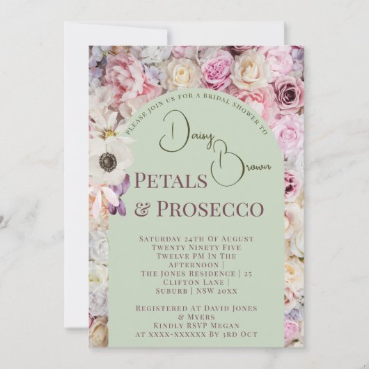 Elegante Mint Groene Bloemboog Zomer Bruids Showe Kaart (Voorkant)