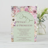 Elegante Mint Groene Bloemboog Zomer Bruids Showe Kaart (Staand voorkant)