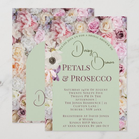 Elegante Mint Groene Bloemboog Zomer Bruids Showe Kaart (Voorkant / Achterkant)