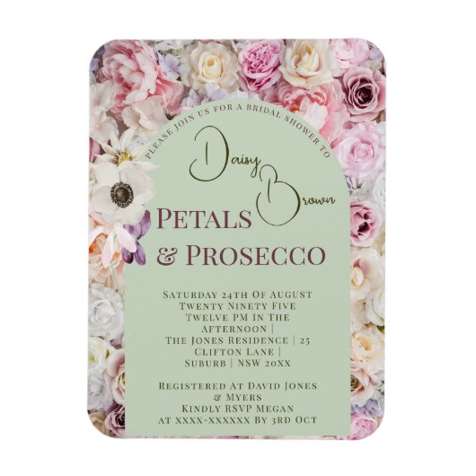 Elegante Mint Groene Bloemboog Zomer Bruids Showe Magneet (Verticaal)