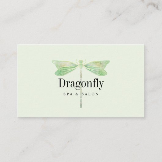 Elegante Mint Groene Waterverf Dragonfly Afsprakenkaartje (Achterkant)