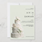 Elegante mint groene witte bloemencake Trouwen Kaart (Voorkant)