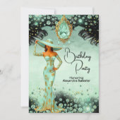 Elegante Mint Juwelen Jurk Gouden Verjaardag Party Kaart (Voorkant)