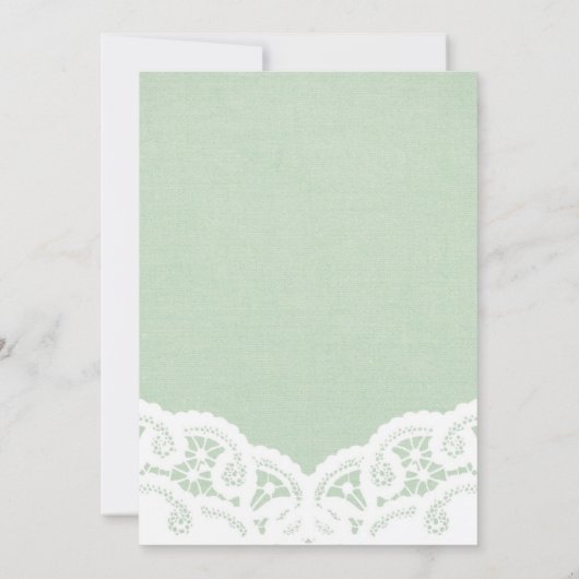 Elegante Mint Kant Bruiloft Uitnodiging (Achterkant)