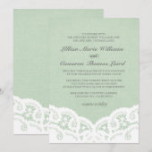 Elegante Mint Kant Bruiloft Uitnodiging (Voorkant / Achterkant)