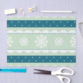 Elegante Mint Kerstmispatroon Witte Sneeuwvlokken Tissuepapier (Craft)