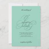 Elegante mint monogram initialen romantische trouw kaart (Voorkant)
