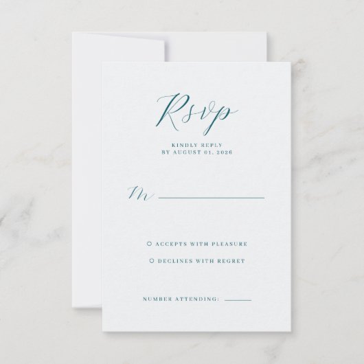 Elegante Mint RSVP Kaart (Voorkant)