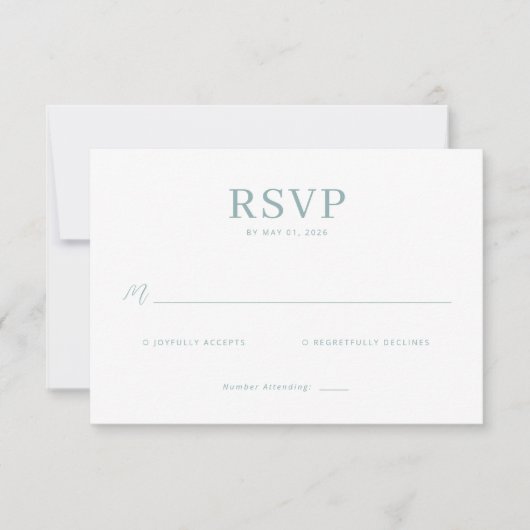 Elegante Mint RSVP kaart (Voorkant)
