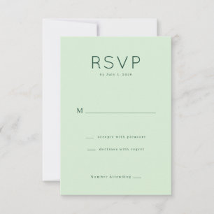 Elegante Mint RSVP-kaart RSVP Kaartje