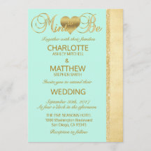 Elegante MINT TO BE Gold Modern Wedding Invitation
