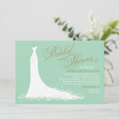 Elegante Mint Trouwjurk Bruidsfeest Kaart (Staand voorkant)