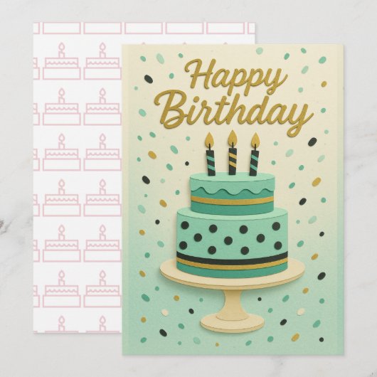 Elegante Mint Verjaardagstaart Ontwerp Verjaardag  (Voorkant / Achterkant)