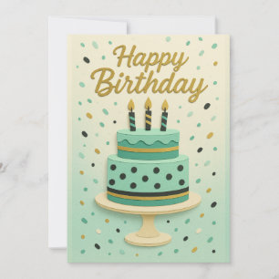 Elegante Mint Verjaardagstaart Ontwerp Verjaardag