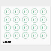 Elegante Mint Zilveren Folie Streep Monogram Adres Ronde Sticker (Vel)