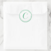 Elegante Mint Zilveren Folie Streep Monogram Adres Ronde Sticker (Tas)