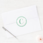 Elegante Mint Zilveren Folie Streep Monogram Adres Ronde Sticker (Envelop)