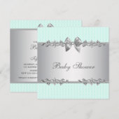 Elegante Mintgroene Baby Shower Kaart (Voorkant / Achterkant)