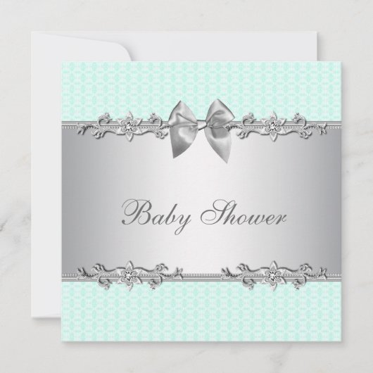 Elegante Mintgroene Baby Shower Kaart (Voorkant)