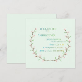 Elegante mintgroene botanische babyshower kaart