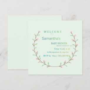 Elegante mintgroene botanische babyshower kaart