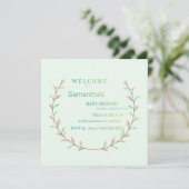 Elegante mintgroene botanische babyshower kaart (Staand voorkant)