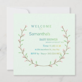 Elegante mintgroene botanische babyshower kaart