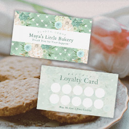 Elegante Mintgroene Botanische Bakkerij Loyaliteit Visitekaartje