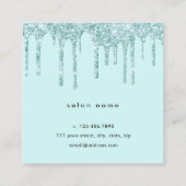 Elegante mintgroene glitter druipt haarstylist vierkante visitekaartje (Achterkant)