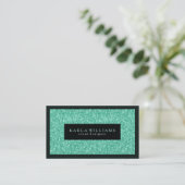 Elegante mintgroene glitter met zwarte accenten visitekaartje (Staand voorkant)