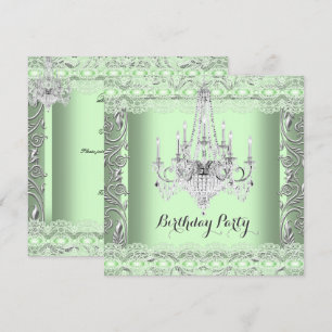 Elegante Mintgroene Kroonluchter met Kant voor Ver Kaart