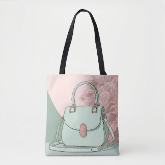 Elegante mintgroene mint roze gouden handtas tote