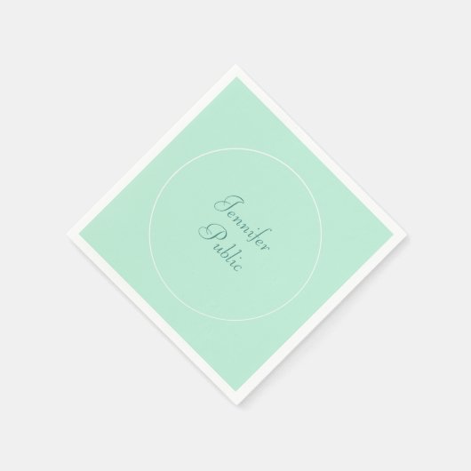 Elegante mintgroene sjabloon handgeschreven script servet (Hoek)