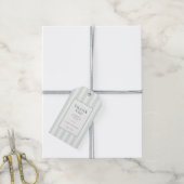 Elegante Mintgroene Strepen Cadeaulabel (Met Touw)
