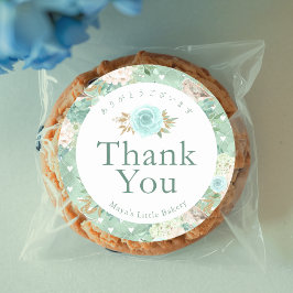 Elegante Mintgroene Waterverf Botanische Bedankt Ronde Sticker