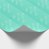 Elegante mintgroene witte tekst sjabloon patroon cadeaupapier (Hoek)